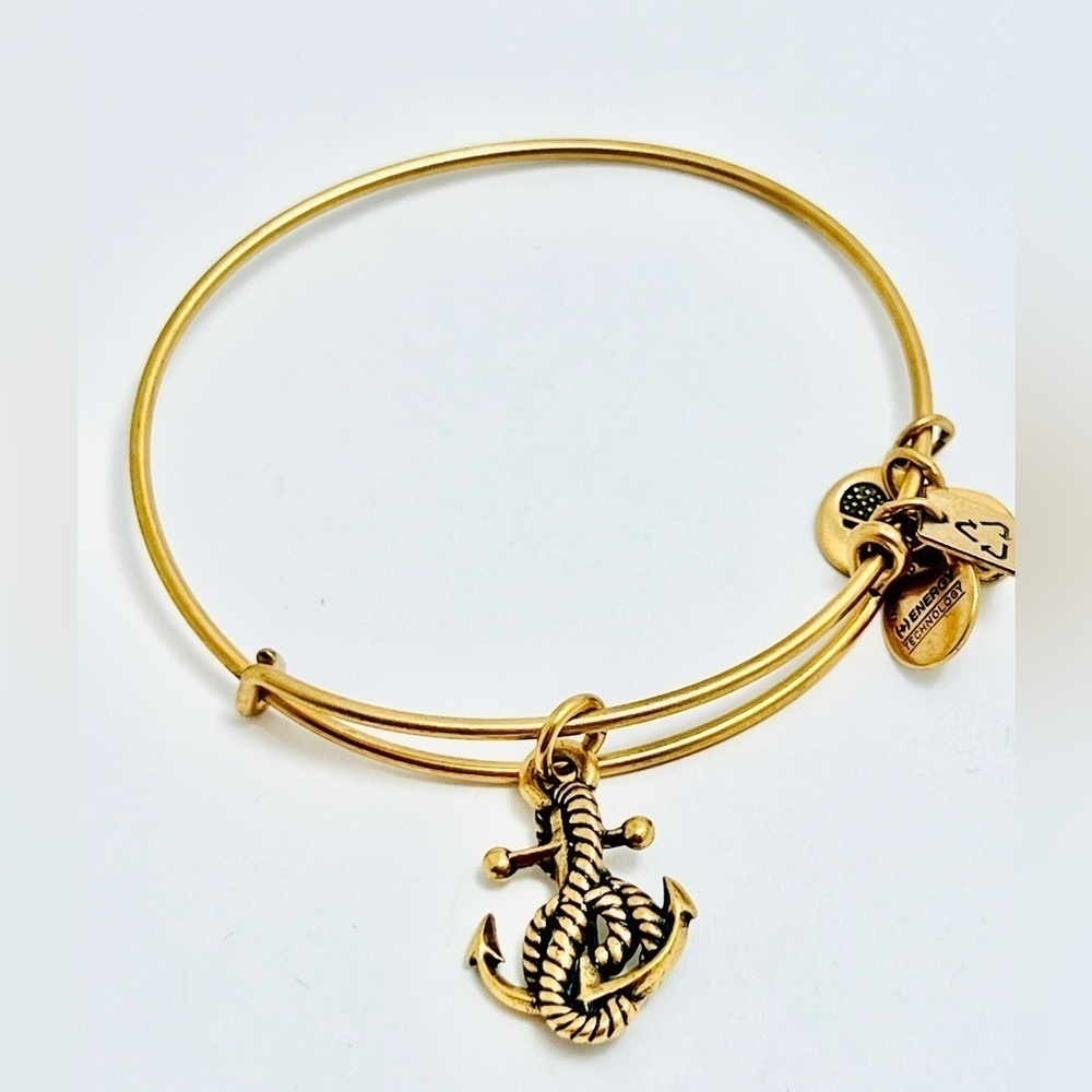 Alex and Ani “Anchor” Expandable Charm Bangle Bracelet. Gold Finish, NWOT